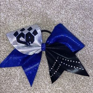 cheer athletics blue black and white bow